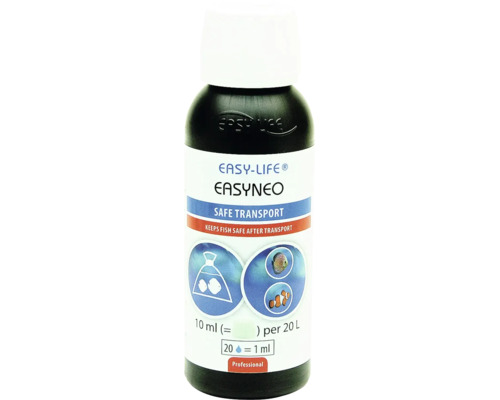 Flasche Easy-Life EasyNeo Safe Transport Wasseraufbereiter für Aquarienfische, Dosierung 10 Milliliter pro 20 Liter.