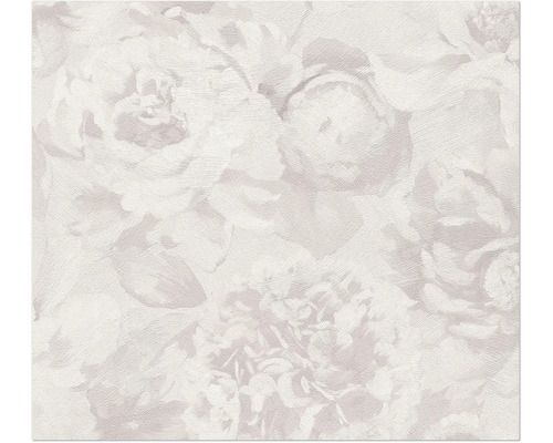 Papier peint intissé avec un grand motif floral de pivoines et de roses d'aspect pictural avec une structure tangible.