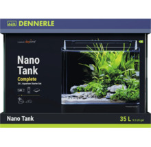 Kit de démarrage aquarium Dennerle Nano Tank Complete 35 litres avec éclairage LED, filtre et substrat.