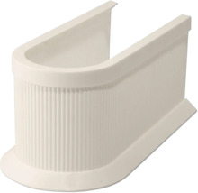 Cache-siphon blanc en forme de U en plastique avec surface nervurée.