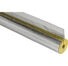 Isolation de tuyau en laine de roche avec revêtement en aluminium et bande de fermeture autocollante pour l'isolation thermique des conduites.