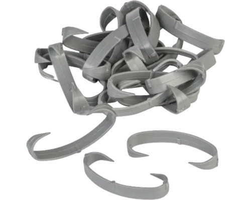 Clips de fixation en plastique pour bandes de protection visuelle ou plantes.