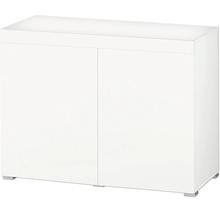 Meuble pour aquarium avec deux portes en blanc.
