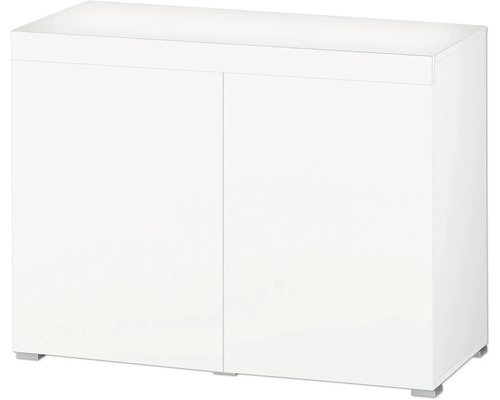 Meuble pour aquarium avec deux portes en blanc.