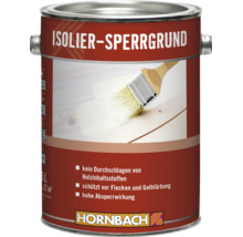 Pot métallique de 5 litres de primaire d'isolation Hornbach pour bois, protection contre les taches et le jaunissement, Hornbach Logo.