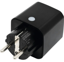 Prise connectée WiFi noire Shelly Plug M Gen3 pour le contrôle à distance des appareils électriques jusqu'à 3000 watts.
