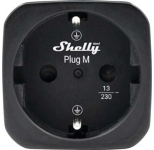Adaptateur de prise intelligent Shelly Plug M Gen3 pour systèmes Schuko.