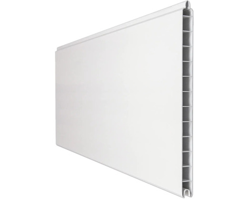 Kunststoffpaneel für Wand und Decke mit Hohlkammerprofil, glatte weiße Oberfläche.