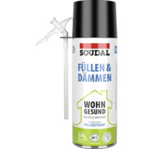 Soudal Logo, mousse polyuréthane pour remplissage et isolation avec applicateur, sans isocyanate, à très faibles émissions selon EC1 Plus.