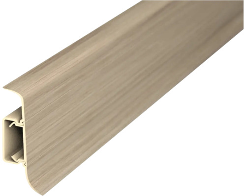 Plinthe aspect bois avec passage de câbles intégré