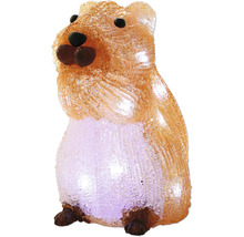 Figurine décorative illuminée hamster en acrylique marron et blanc avec surface cristalline pour l'intérieur et l'extérieur.