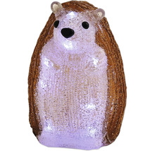 Figurine de jardin LED hérisson en acrylique à structure cristalline, éclairée.