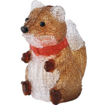 Figurine LED en acrylique écureuil avec écharpe pour décoration de Noël.