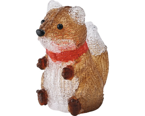 Figurine LED en acrylique écureuil avec écharpe pour décoration de Noël.