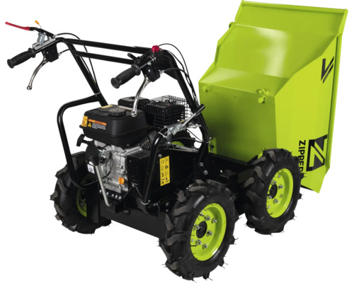 Mini-dumper à essence Zipper avec traction intégrale et fonction de basculement mécanique pour le transport de matériaux.