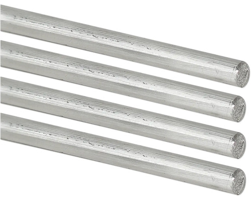 Vier Rundprofile aus Aluminium.