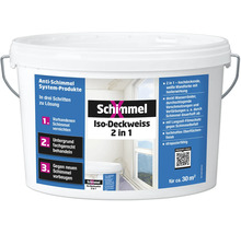 Schimmel Iso-Deckweiss 2 en 1, peinture murale blanche isolante contre les moisissures, couvre les taches d'eau, mate, pour environ 30 mètres carrés.