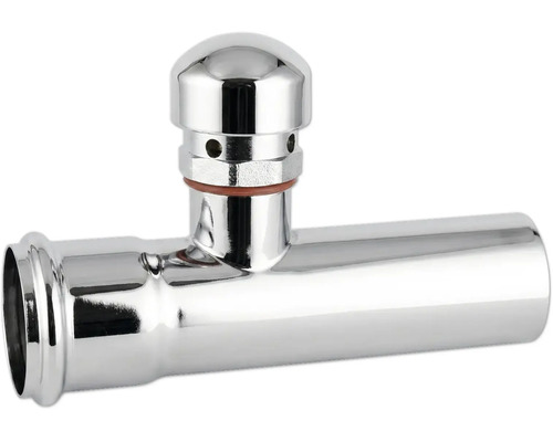 Pièce en T chromée avec aérateur de conduite pour siphons et tuyaux d'évacuation.