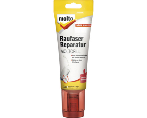 Tube Molto Moltofill pour réparation de papier peint ingrain, 330 grammes, mastic prêt à l'emploi pour murs et plafonds intérieurs, couleur blanc.