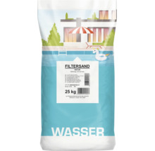 Sac de 25 kilogrammes de sable de filtration naturel, granulométrie 0,4 à 0,8 millimètre, pour le traitement de l'eau des piscines.