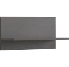Tablette murale avec structure en bois en gris foncé, composée d'une étagère et d'une paroi arrière.