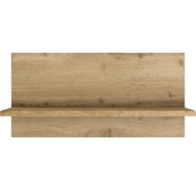 Étagère murale avec panneau arrière, aspect bois.