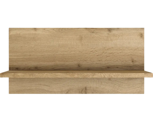 Étagère murale avec panneau arrière, aspect bois.