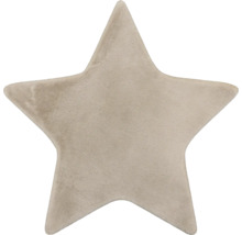Tapis beige en forme d'étoile en peluche douce.