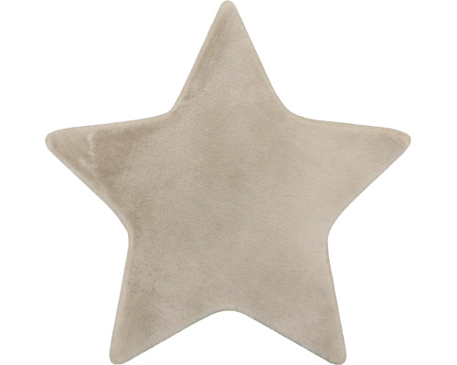 Tapis beige en forme d'étoile en peluche douce.