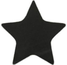 Tapis en textile noir en forme d'étoile avec une bordure cousue.