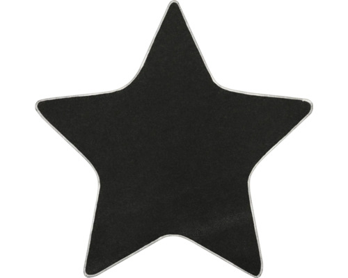 Tapis en textile noir en forme d'étoile avec une bordure cousue.