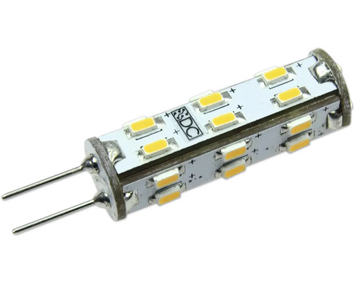 Ampoule LED avec culot G4 et deux broches.