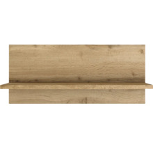 Étagère murale aspect bois avec panneau arrière.
