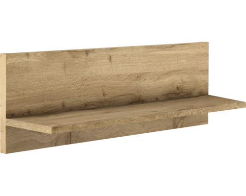 Étagère murale aspect bois chêne avec panneau arrière.