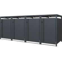 Cache-poubelle en métal pour 4 poubelles en anthracite.