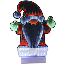 Décoration de Noël LED lutin avec effet miroir infini, éclairage multicolore pour la décoration intérieure.