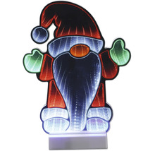 Lutin de Noël à LED avec effet infini, figurine lumineuse décorative pour Noël.
