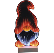 Gnome décoratif à LED avec effet de miroir infini, figurine de Noël lumineuse pour intérieur.
