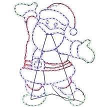 Silhouette LED d'un Père Noël faisant signe de la main, décoration de Noël.