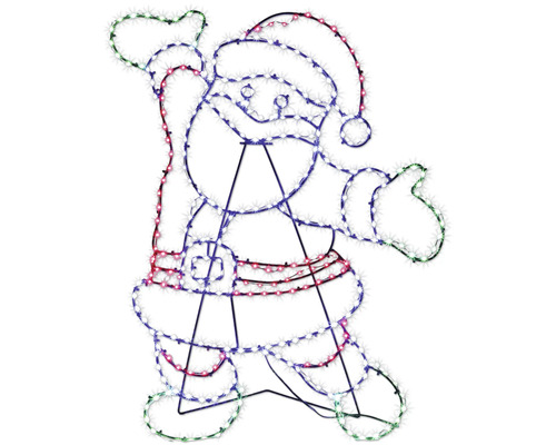Silhouette LED d'un Père Noël faisant signe de la main, décoration de Noël.