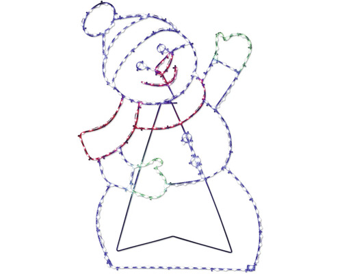 Silhouette de bonhomme de neige à LED avec bonnet et écharpe pour décoration de Noël en intérieur et extérieur.