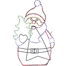 Silhouette lumineuse à LED Père Noël avec sapin pour décoration de Noël.