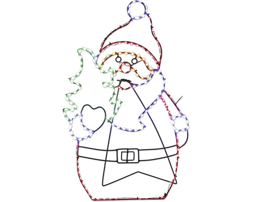 Silhouette lumineuse à LED Père Noël avec sapin pour décoration de Noël.