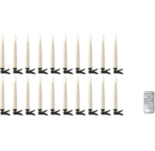 Lot de 20 bougies de Noël à LED avec télécommande et clips de fixation.
