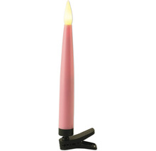 Bougie de Noël à LED avec pince, rose, flamme blanc chaud.