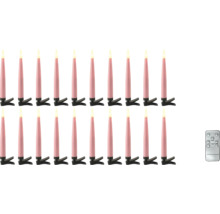 Lot de 20 bougies de Noël LED roses avec clips de fixation et télécommande.