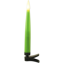 Bougie de Noël à LED sans fil de couleur verte avec clip de fixation.