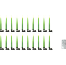 20 bougies de Noël LED vertes sans fil avec clips de fixation et télécommande