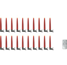 20 bougies de Noël rouges à LED sans fil avec clip de fixation et télécommande.