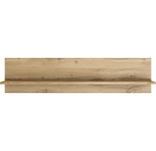 Étagère murale avec panneau arrière aspect bois.